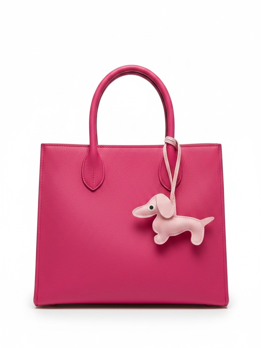 Light Pink Dog 4.5” Faux Leather Bag Purse Charm Accessory Puppy Weiner